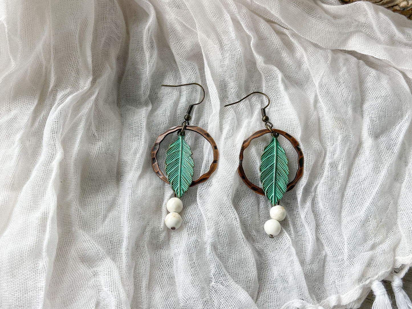 Antique Bronze Feather Earrings