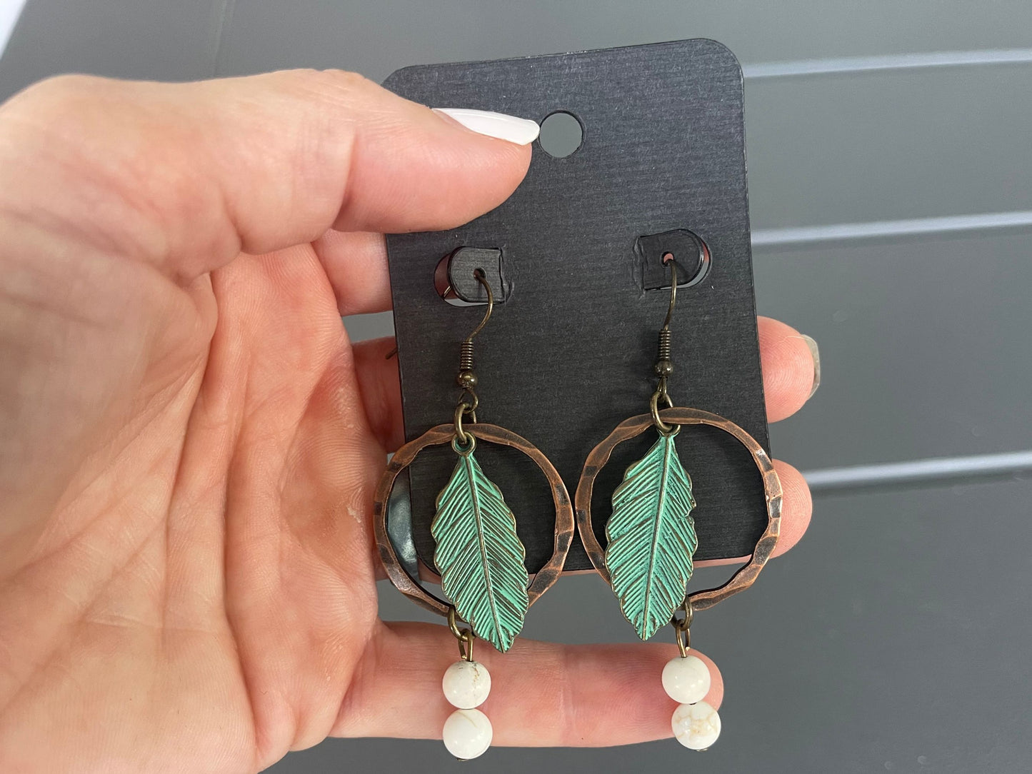 Antique Bronze Feather Earrings