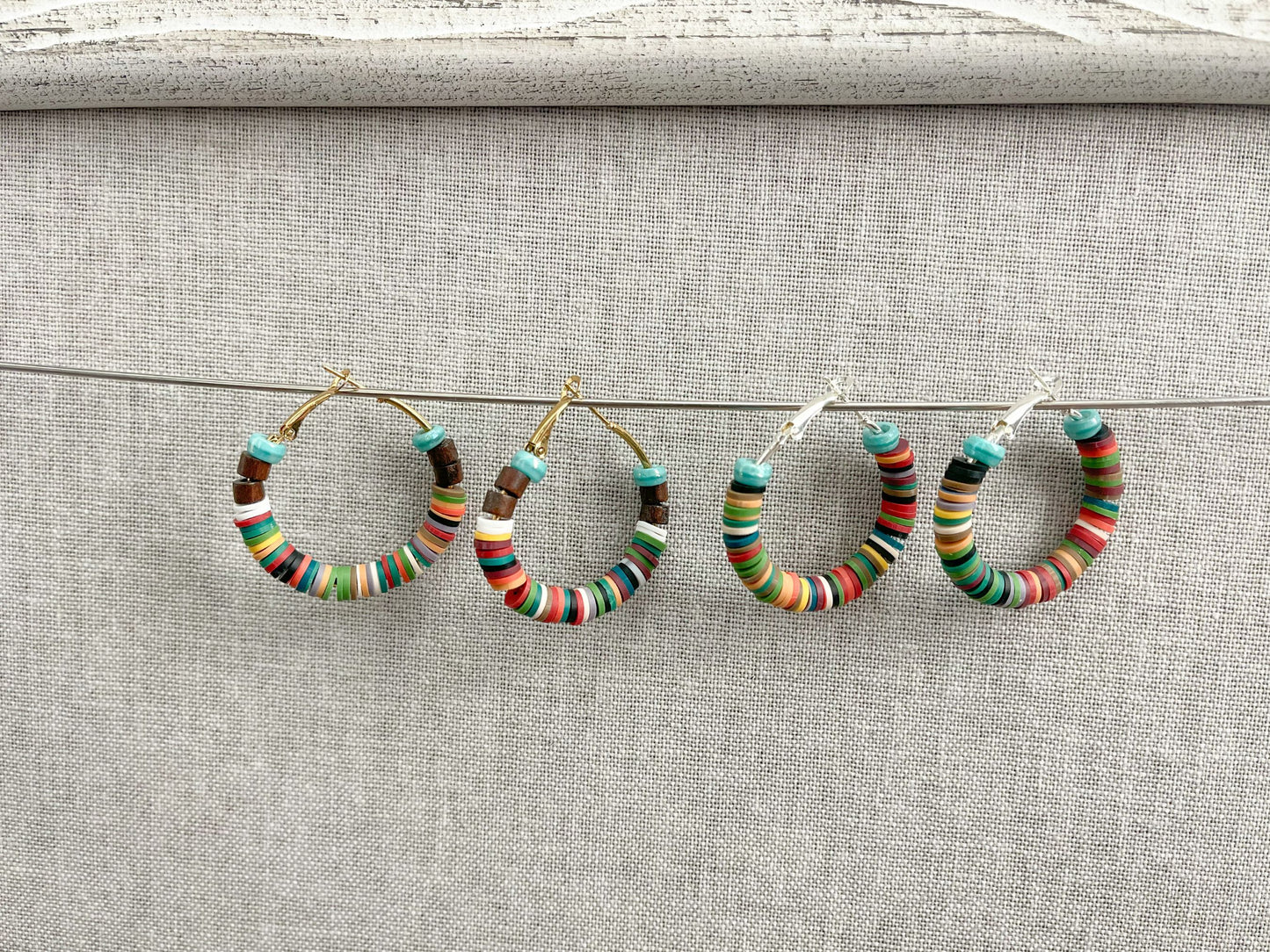 Heishi Clay Bead Hoop Earrings