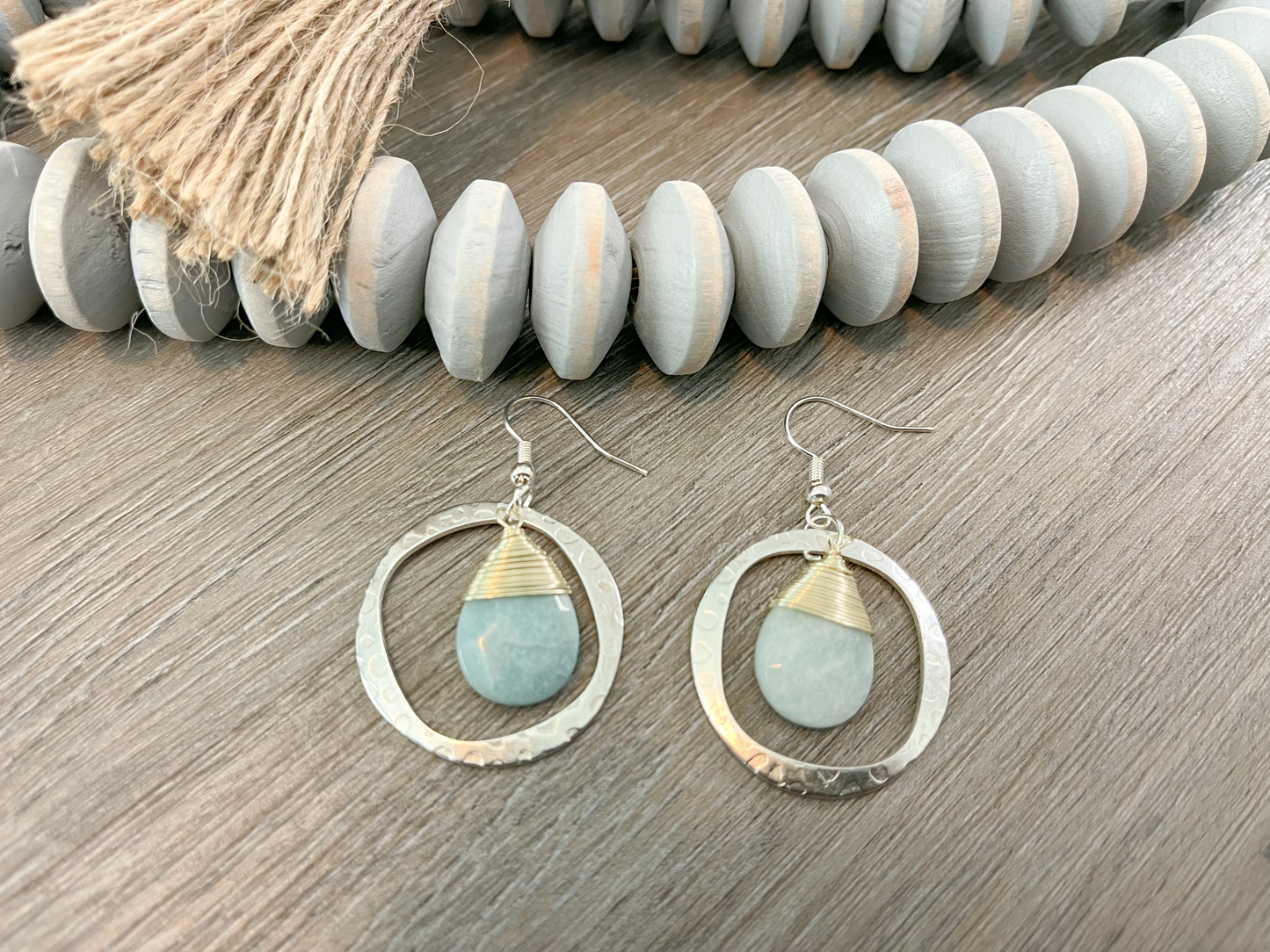 Turquoise Gem Silver and Gold Earrings